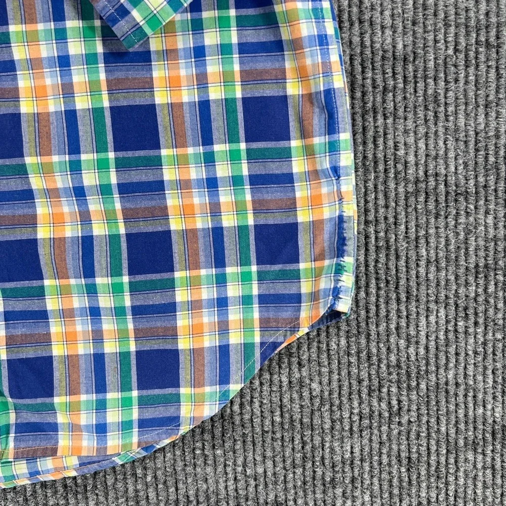 Ralph Lauren Shirt Youth Boys Large Blue Green Plaid Long Sleeve Button Down
